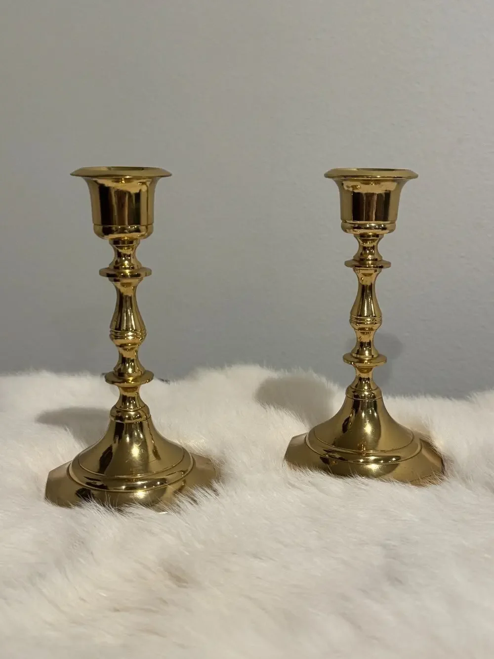 Vintage Brass Candlestick Holders Mid Century Decor Taper Candle Stands Set of 2